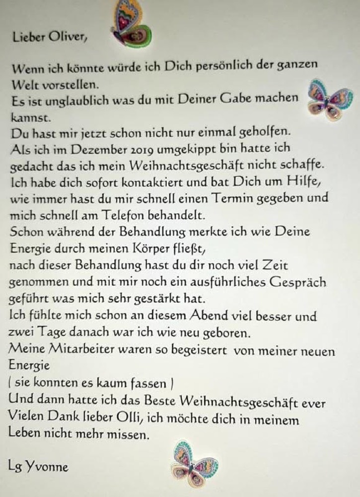 Handgeschriebener Erfahrungsbericht.