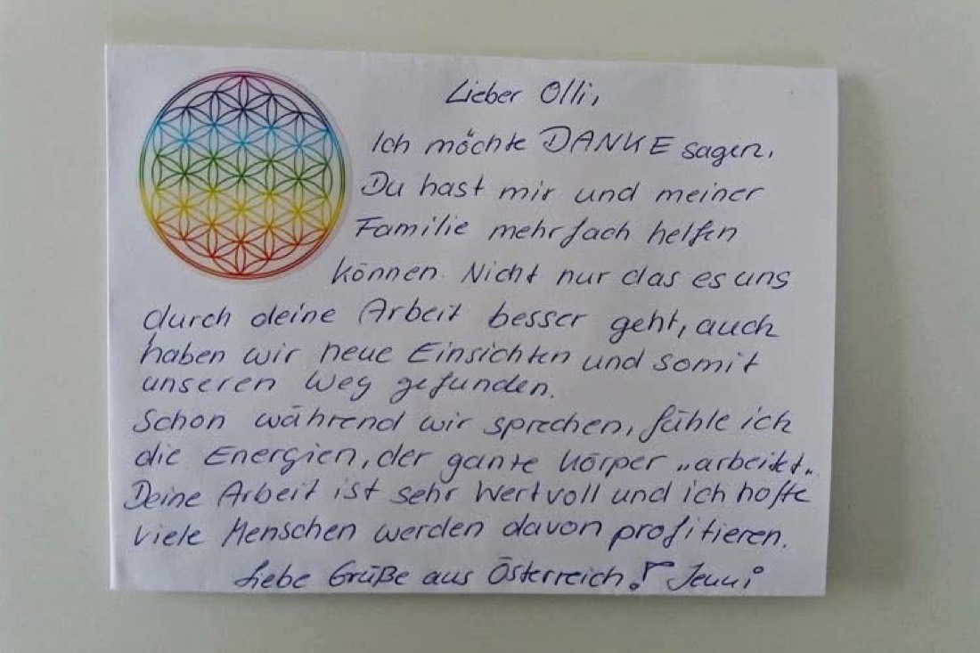 Handgeschriebener Erfahrungsbericht.