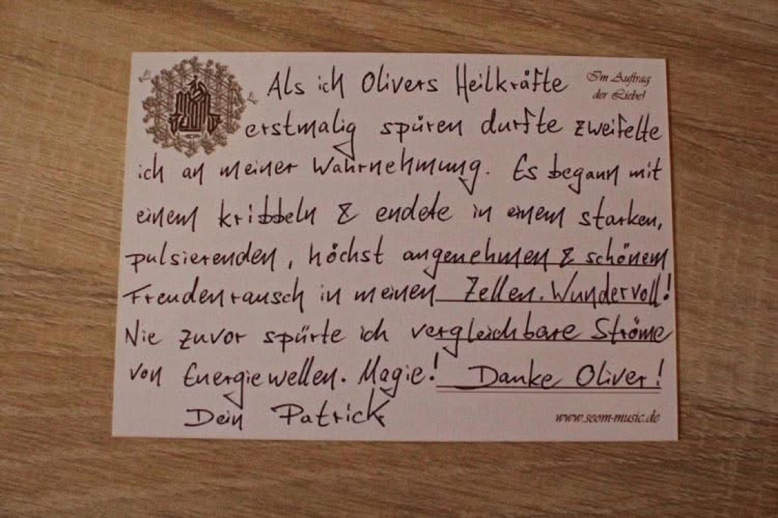 Handgeschriebener Erfahrungsbericht.