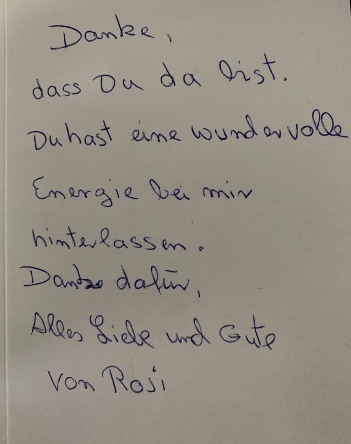 Handgeschriebener Erfahrungsbericht.