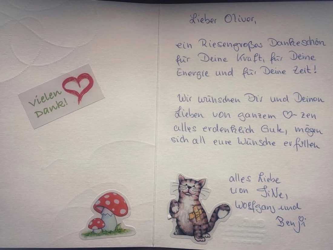 Handgeschriebener Erfahrungsbericht.